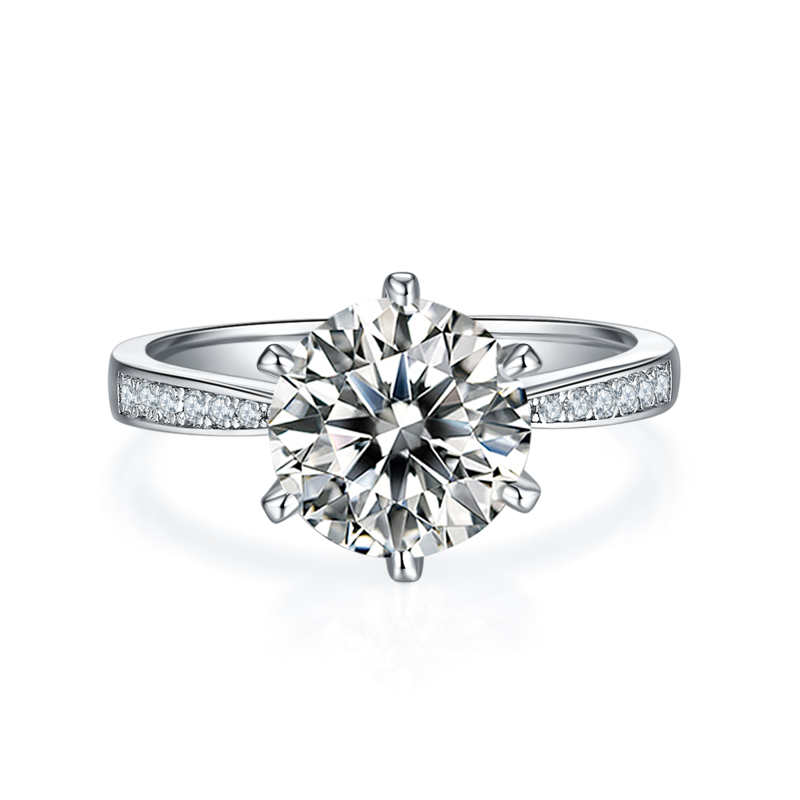 微镶灵动S925银镀白金MoissaniteWomen's Ring3.0ctD级